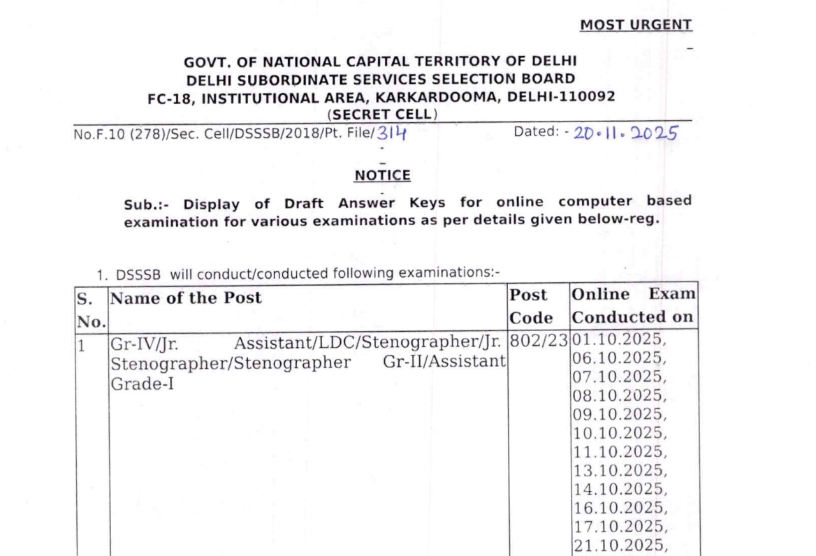 DSSSB Draft Answer Keys Released (Multiple Posts) — How to View, Raise Objections & Analyse Marks on ScoreGuru